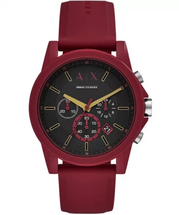 Armani Exchange Chronograph Red Silicone Watch
