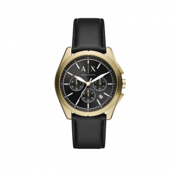 Armani Exchange Chronograph Black Leather Watch