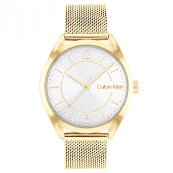 Calvin Klein Gold Mesh Silver White Dial Women's Watch