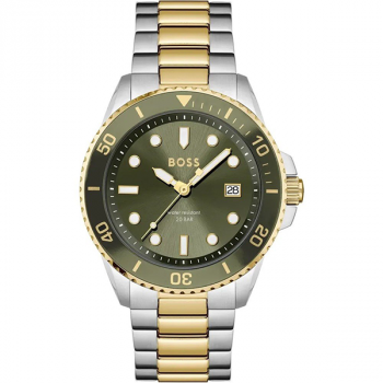 Hugo Boss Gold Steel Olive Green Dial Men's Watch