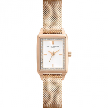 OLIVIA BURTON Official Dealer Women's Watch [TOWNHOUSE] Belgrave, white/carnation gold mesh, Bracelet