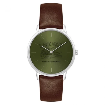 Lacoste Crocorigin Brown Leather Green Dial Men's Watch