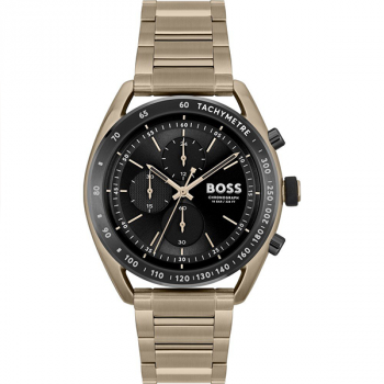 Hugo Boss Beige Gold Steel Black Dial Chronograph Men's Watch