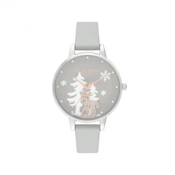 Winter Wonderland Quartz Crystal Grey Dial Ladies Watch